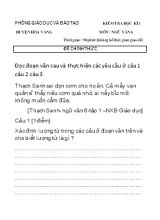 Đề kiểm tra học kỳ I môn Ngữ văn Lớp 6 - Phòng giáo dục và đào tạo huyện Hòa Vang